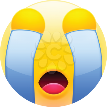 Crying Emoticon with Closed Eyes. Crying Emojis. Smile Icon. Isolated vector illustration on white background