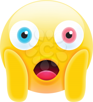 Cute Shocked Emoji with Open Mouth. Modern Emoji Series. Confused Emoticon Face on White Background