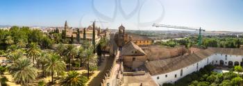 Panoramic view of the Great Mosque (Mezquita Cathedral) in Cordoba in a beautiful summer day, Spain