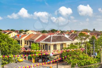 Panoramic aerial view of Hoi An, Vietnam in a summer day