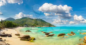 Panorama of Silver Beach on Koh Samui island, Thailand in a summer day