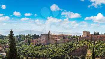 Arabic fortress of Alhambra in Granada in a beautiful summer day, Spain