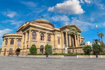 Massimo theatre in Palermo, Italy in a beautiful summer day