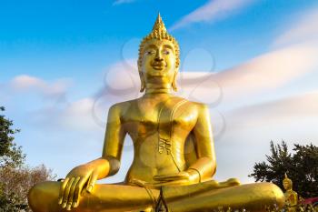Golden Big Buddha in Pattaya, Thailand in a summer day