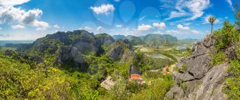 Panorama of Khao Sam Roi Yot National Park, Thailand in a summer day