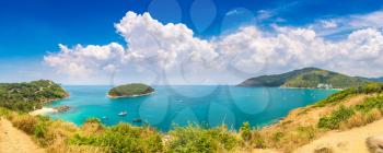 Panorama of  Yanui Beach at Phuket in Thailand in a summer day