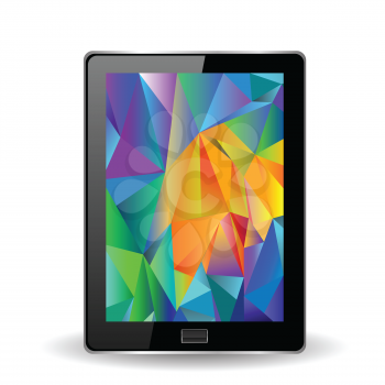 colorful illustration with tablet computer on a white background for your design