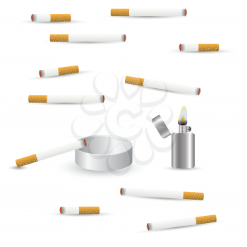 colorful illustration with cigarettes on a white background for your design