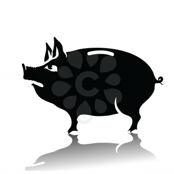  illustration with silhouette of piggy bank on a white background for your design