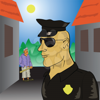 colorful illustration with  policeman for your design