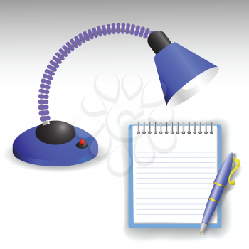 colorful illustration with desk lamp and pen  for your design