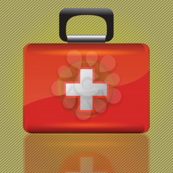 colorful illustration with red aid box  for your design