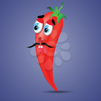 colorful illustration with red pepper on blue background for your design