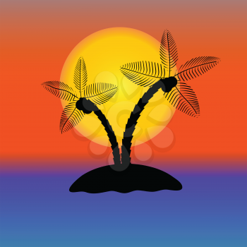 colorful illustration with Palm Tree Silhouette  for your design
