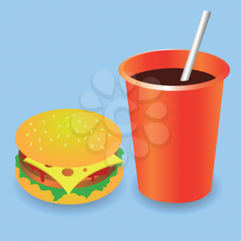 colorful illustration with fast food for your design