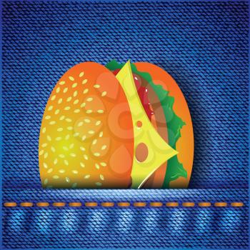 colorful illustration with hamburger on a blue background  for your design
