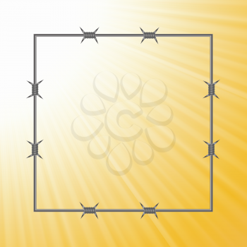 colorful illustration with barbed wire frame on a sun light background  for your design