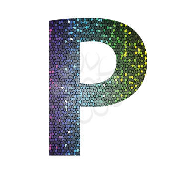 colorful illustration with letter P of different colors on a white background