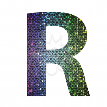 colorful illustration with letter R of different colors on a white background