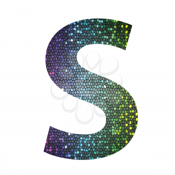 colorful illustration with letter S of different colors on a white background