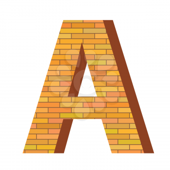 colorful illustration with brick letter A  on a white background