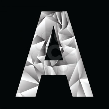  illustration with crystal letter A  on a black background 