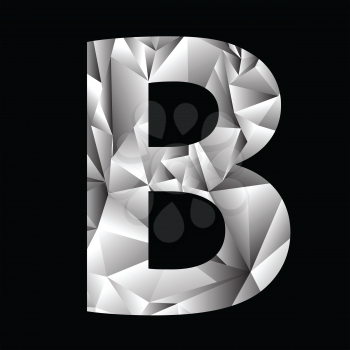 illustration with crystal letter B  on a black background