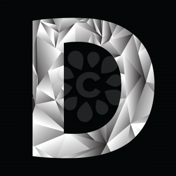 illustration with crystal letter D  on a black background