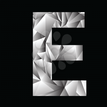 illustration with crystal letter E  on a black background