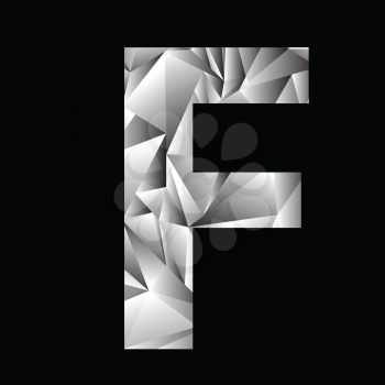 illustration with crystal letter F  on a black background