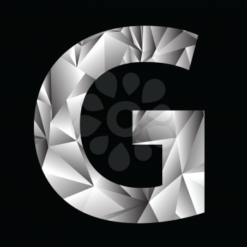 illustration with crystal letter G  on a black background