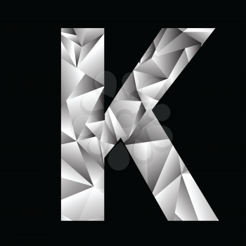 illustration with crystal letter K  on a black background
