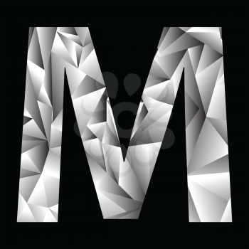 illustration with crystal letter M  on a black background