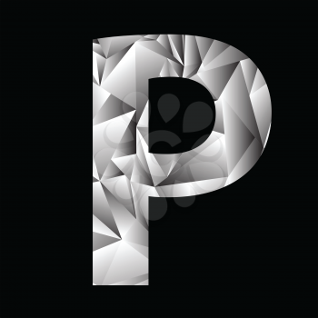 illustration with crystal letter P  on a black background