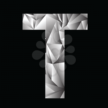 illustration with crystal letter T  on a black background