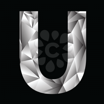 illustration with crystal letter U  on a black background