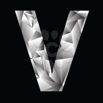 illustration with crystal letter V  on a black background