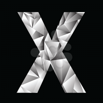 illustration with crystal letter X  on a black background
