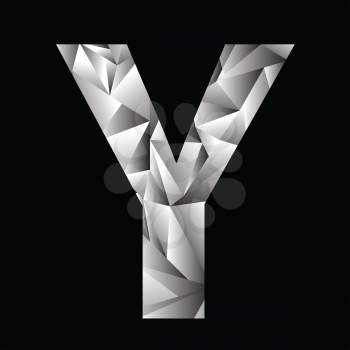 illustration with crystal letter Y  on a black background