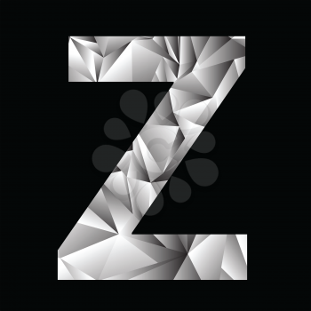 illustration with crystal letter Z  on a black background