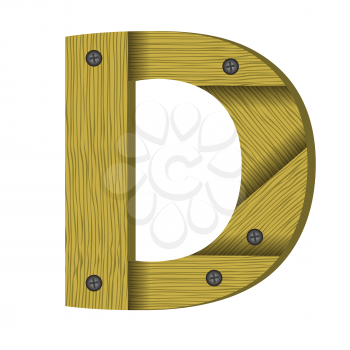 colorful illustration with wood letter D  a white background
