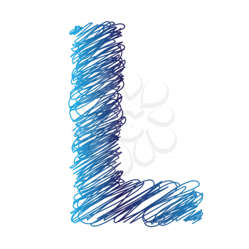 colorful illustration with sketched letter L on  a white background
