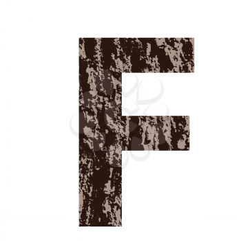 colorful illustration with letter F made from oak bark on  a white background