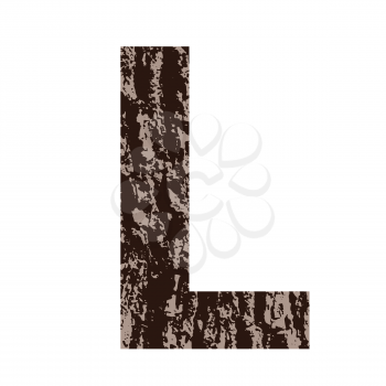 colorful illustration with letter L made from oak bark on  a white background