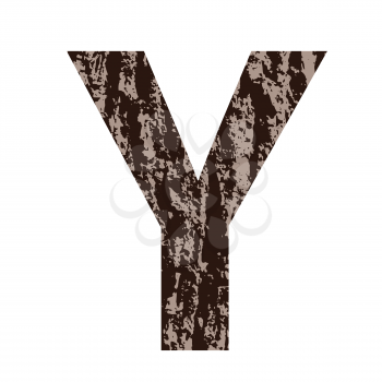 colorful illustration with letter Y made from oak bark on  a white background