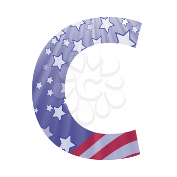 colorful illustration with  american flag letter C on a white background