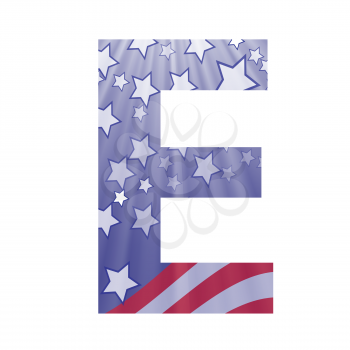 colorful illustration with  american flag letter E on a white background