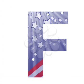 colorful illustration with  american flag letter F on a white background