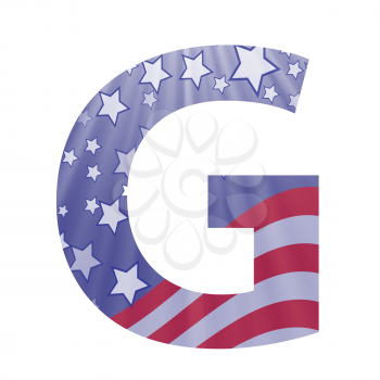 colorful illustration with  american flag letter G on a white background