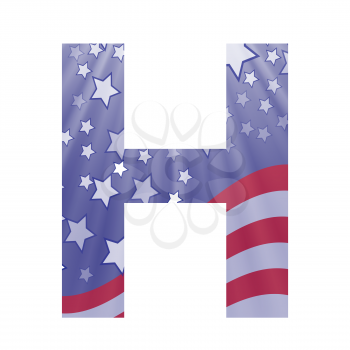 colorful illustration with  american flag letter H on a white background